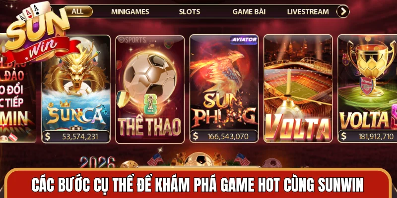 Các bước cụ thể để khám phá game hot cùng Sunwin