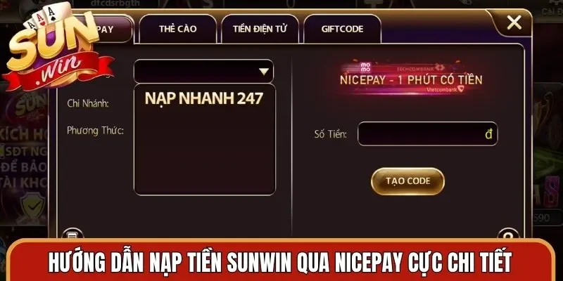 Hướng dẫn nạp tiền Sunwin qua Nicepay cực chi tiết