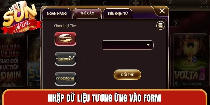 Nhập dữ liệu tương ứng vào form
